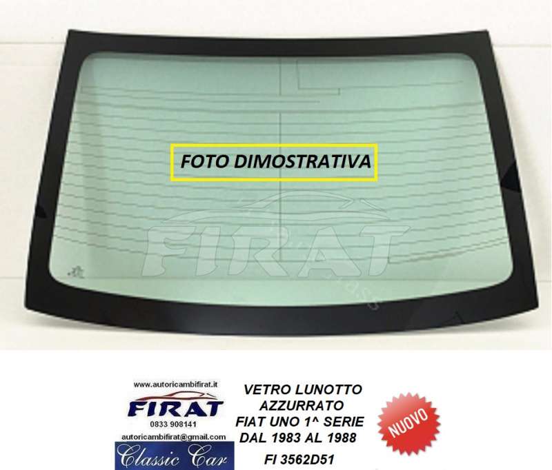 VETRO LUNOTTO FIAT UNO 83 - 88 AZZURRATO